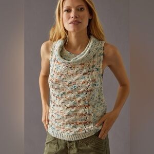 Pilcro for Anthropologie Anthropologie Cream Multicolor sleeveless Cowl Sweater
